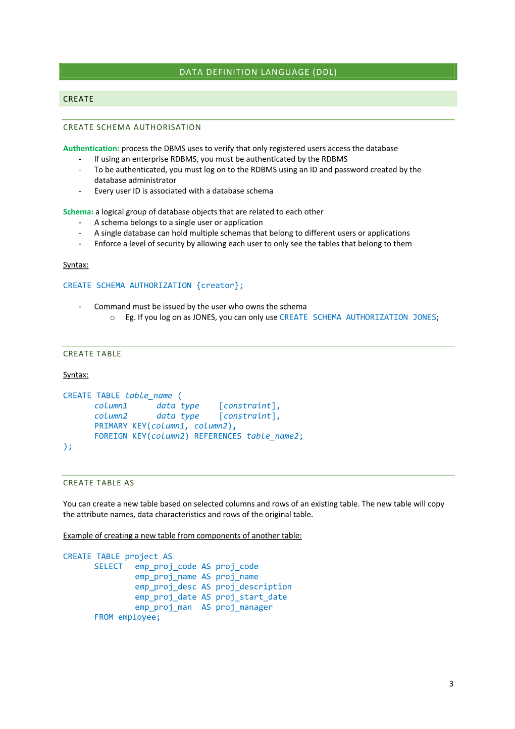 Data Definition Language (Ddl)