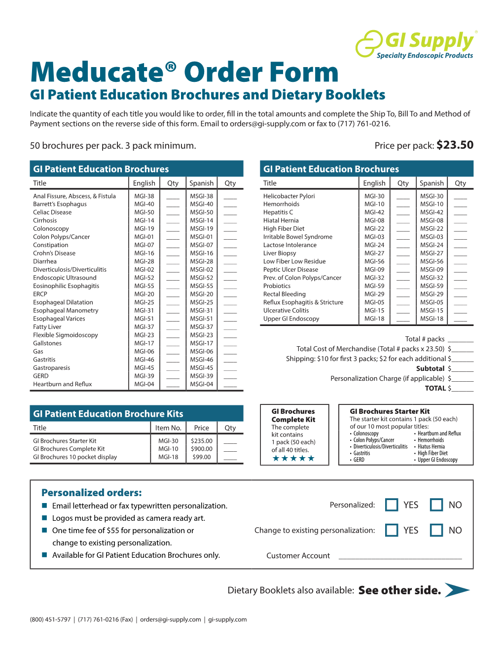 Meducate® Order Form