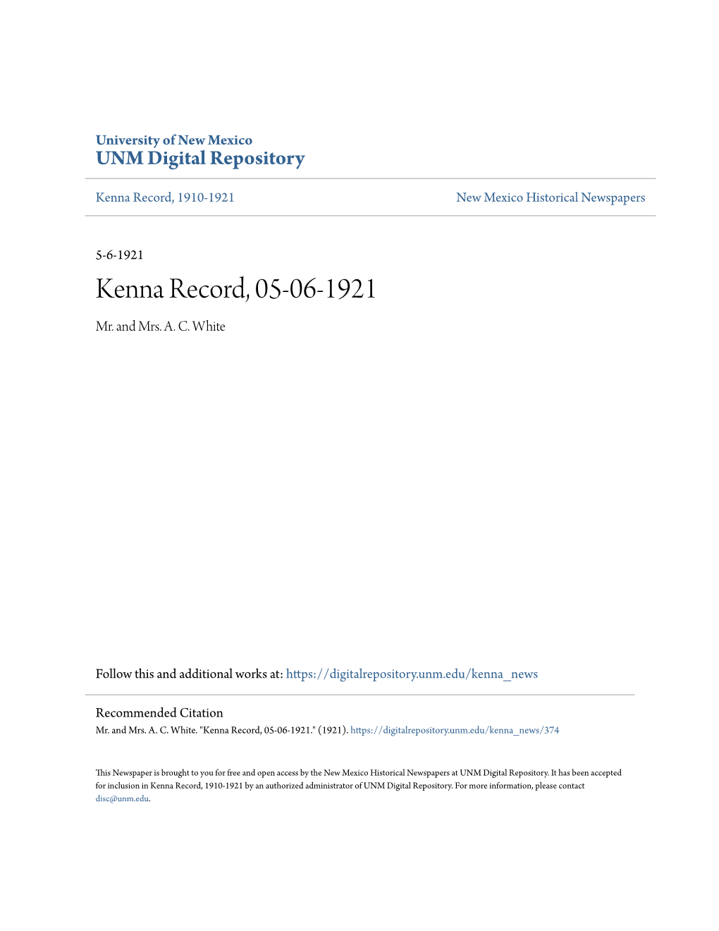 Kenna Record, 05-06-1921 Mr