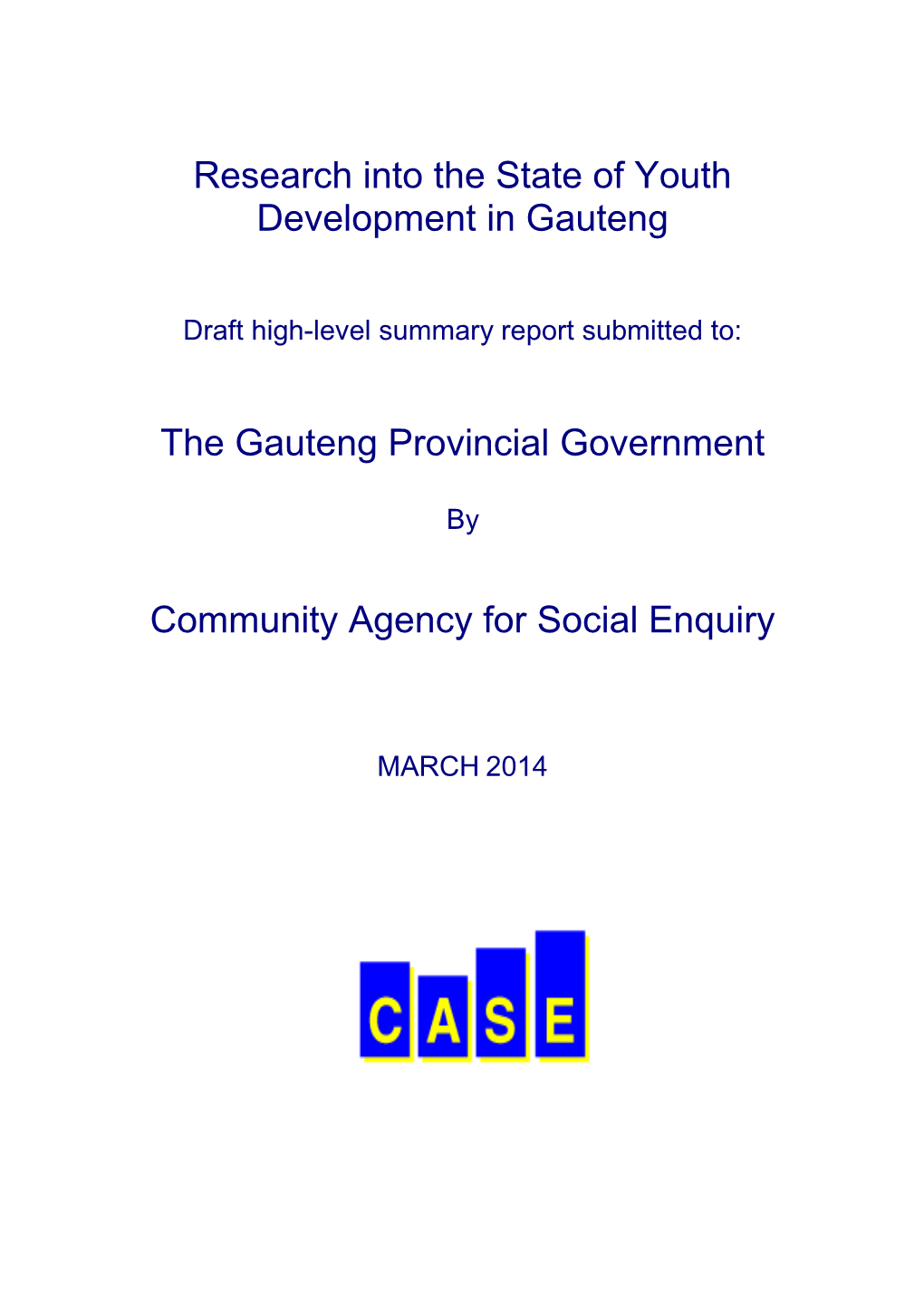 Research Into the State of Youth Development in Gauteng The