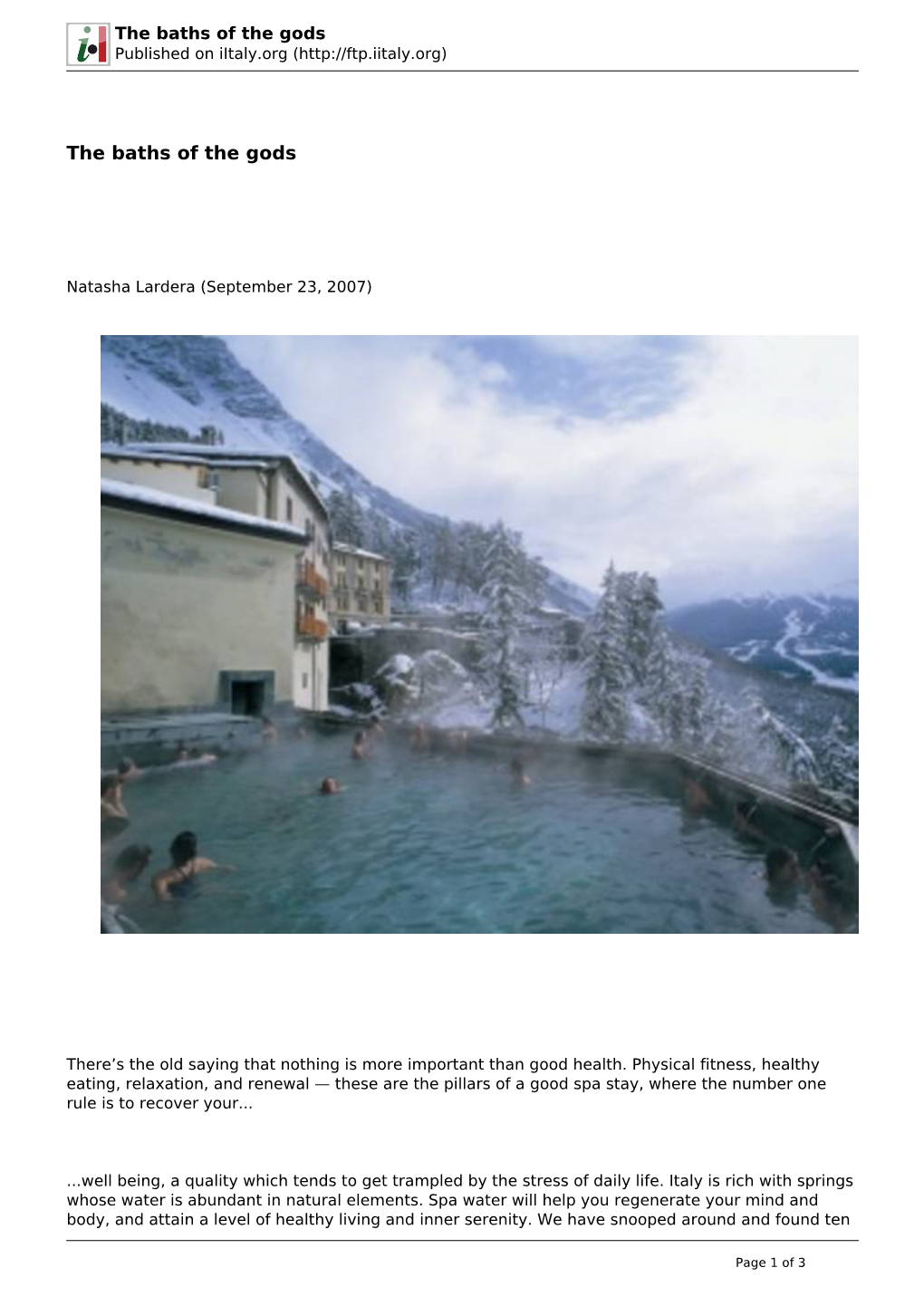 The Baths of the Gods Published on Iitaly.Org (