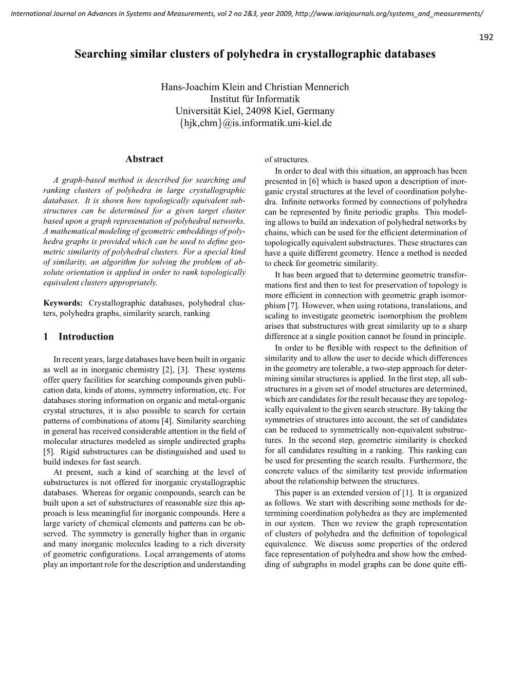 Searching Similar Clusters of Polyhedra in Crystallographic Databases