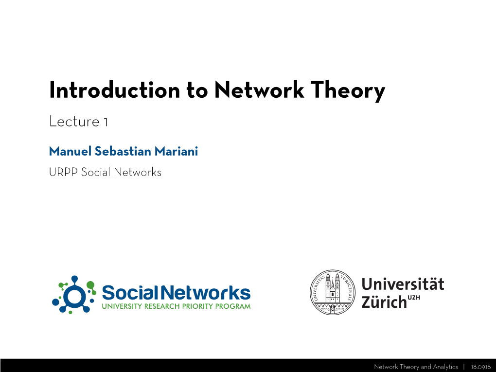 Introduction to Network Theory Lecture 1