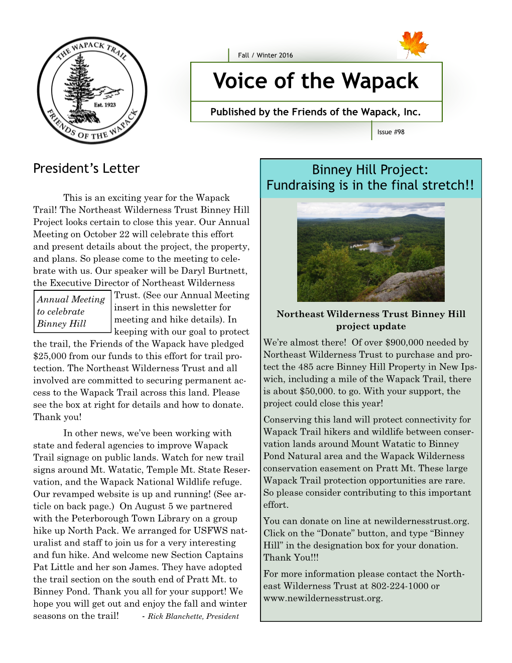 2016 Fall Voice of the Wapack