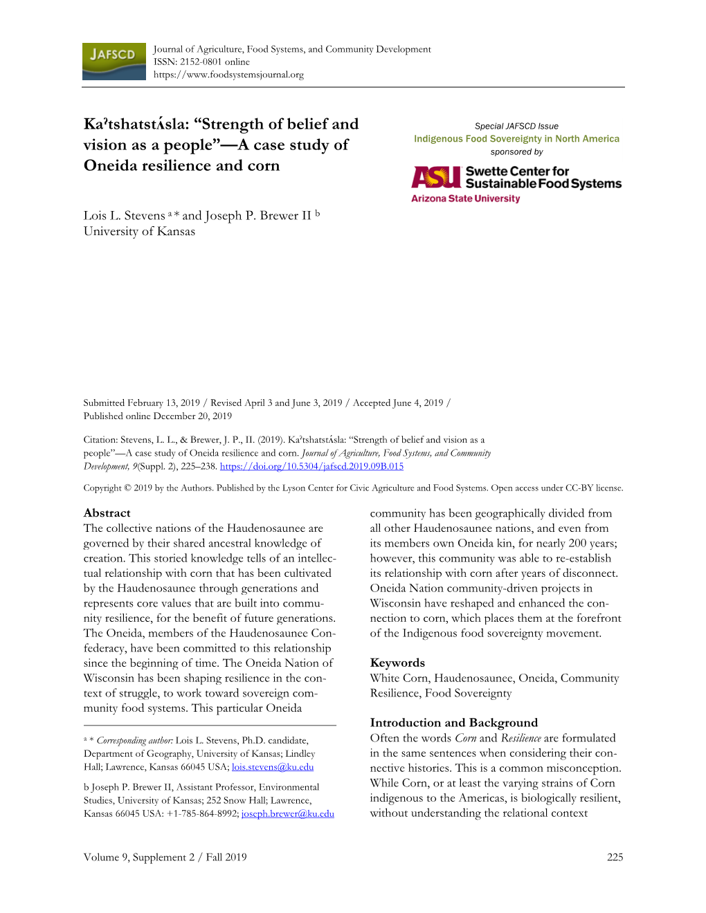 A Case Study of Oneida Resilience and Corn