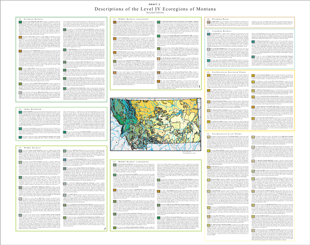 Descriptions of the Level IV Ecoregions of Montana Second Edition