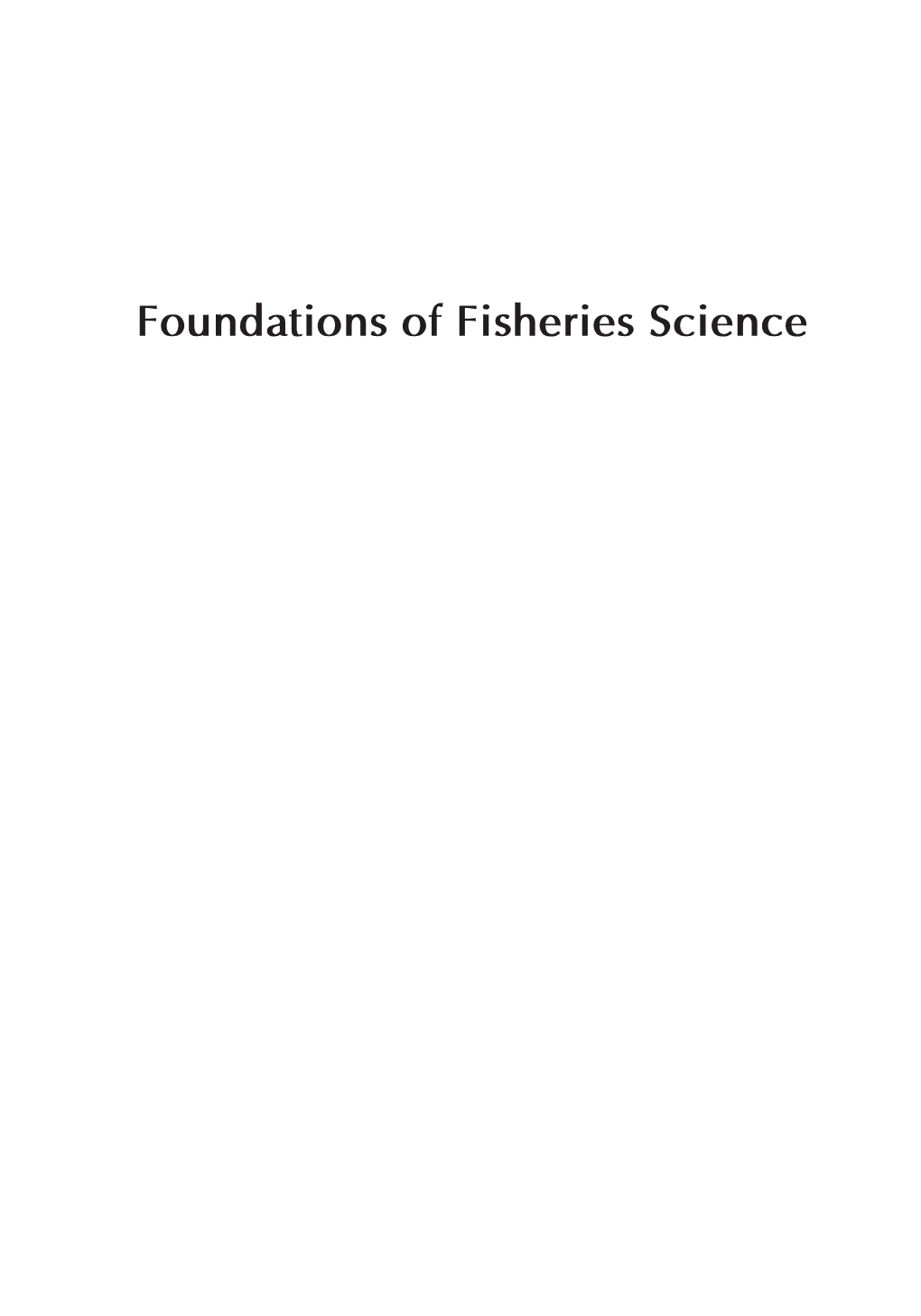 Foundations of Fisheries Science