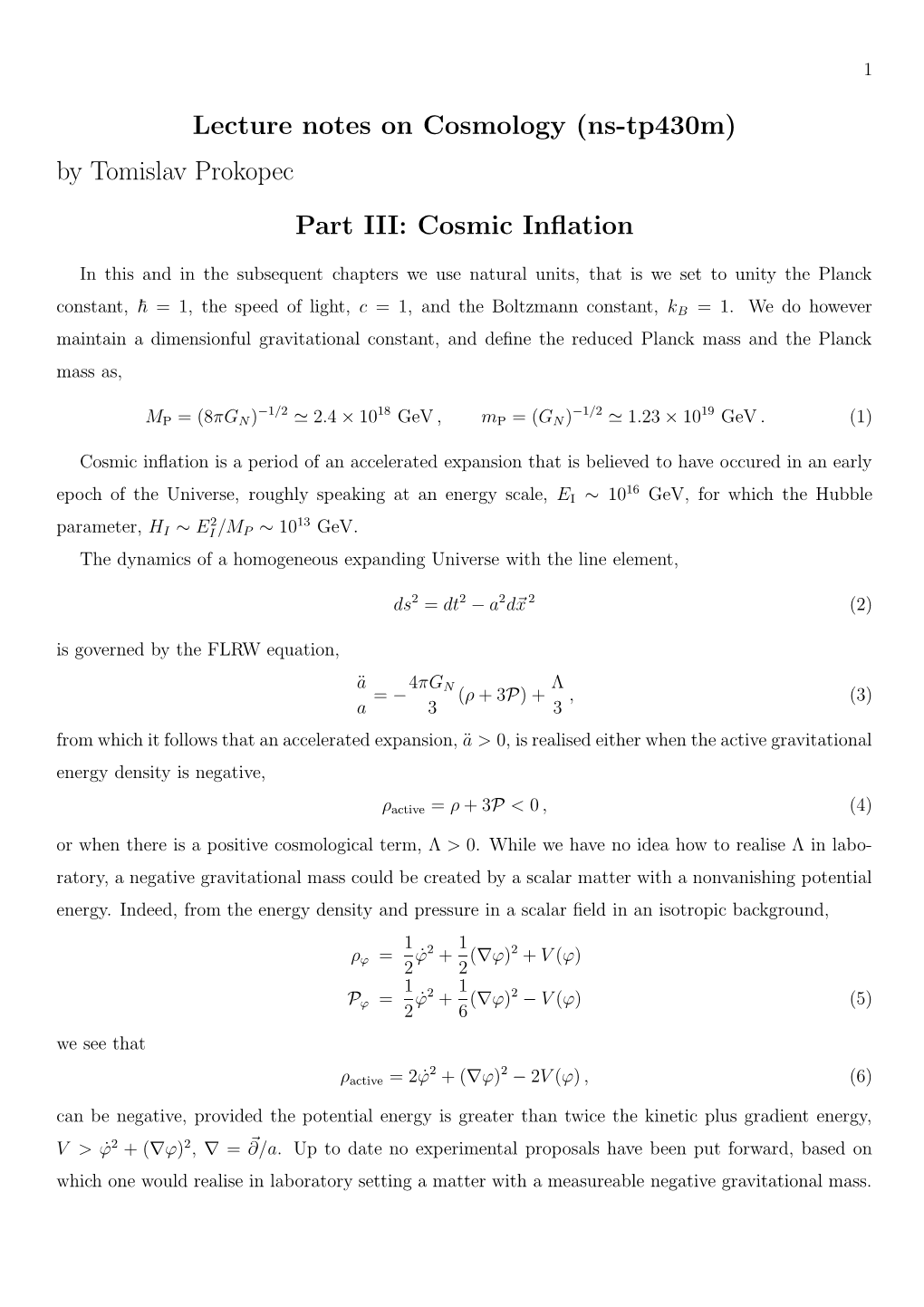 (Ns-Tp430m) by Tomislav Prokopec Part III: Cosmic Inflation