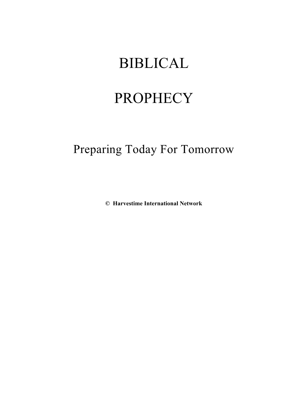 Biblical Prophecy I Course Objectives Ii