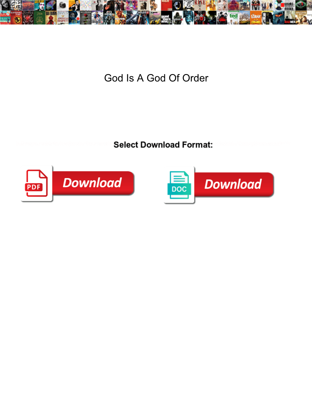 God Is a God of Order