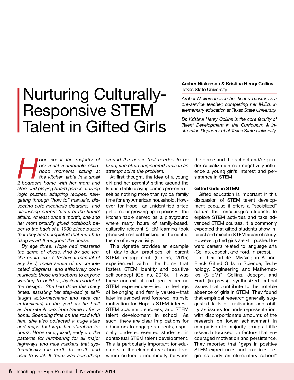 Nurturing Culturally- Responsive STEM Talent in Gifted Girls