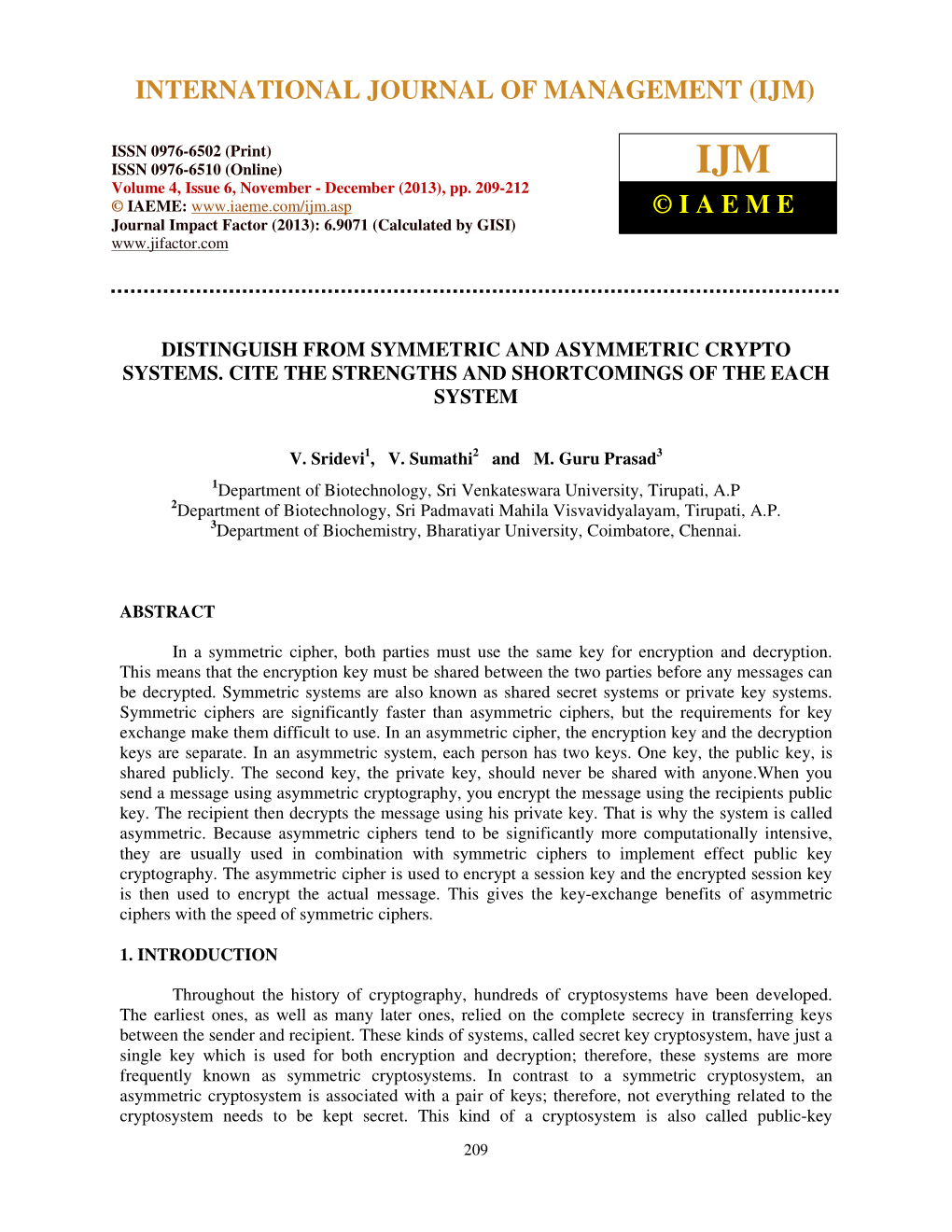 IJM), ISSN 0976 – 6502(Print), ISSN 0976 - 6510(Online), Volumeinternational 4, Issue 6, November - December JOURNAL (2013) of MANAGEMENT (IJM)