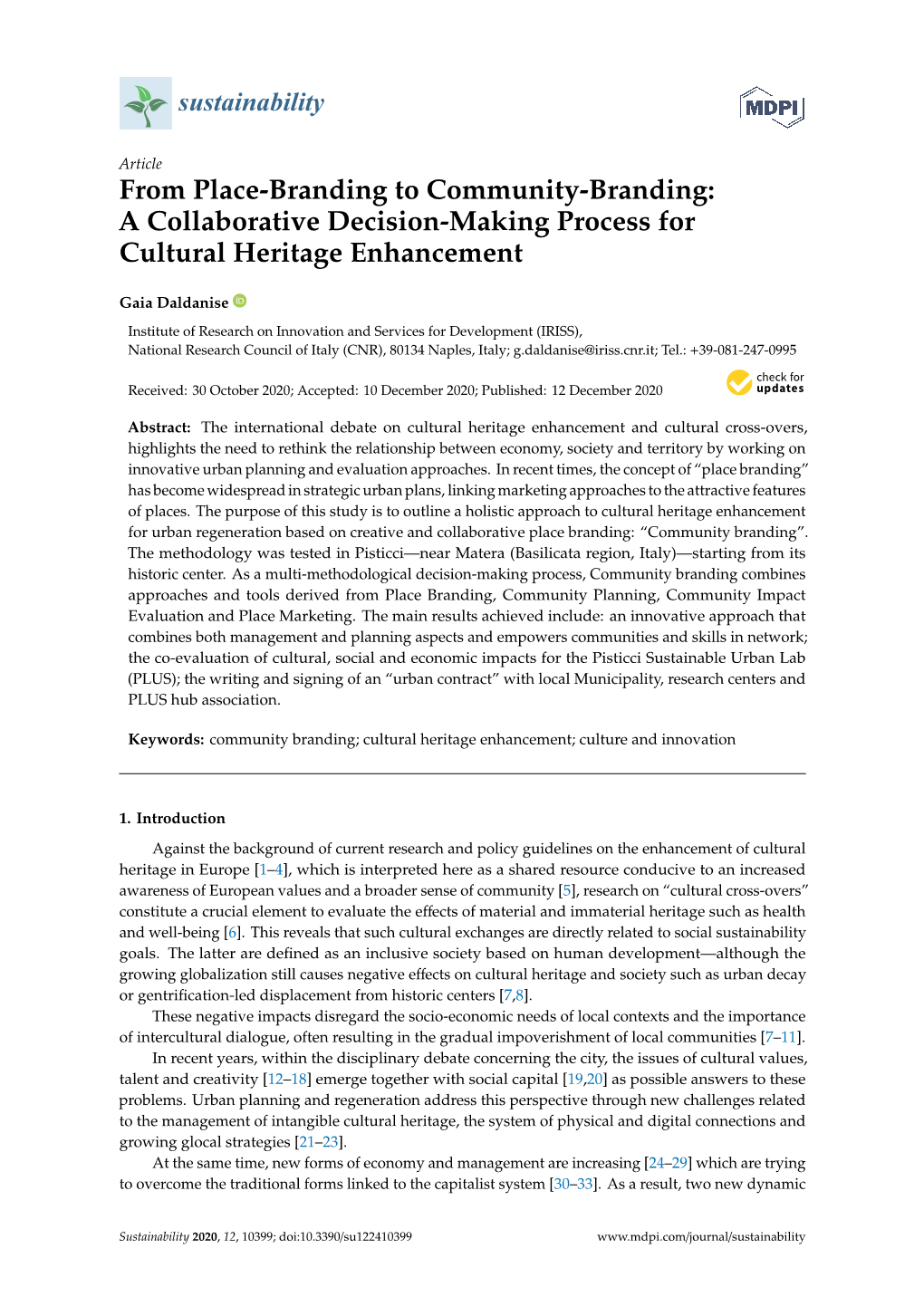 A Collaborative Decision-Making Process for Cultural Heritage Enhancement