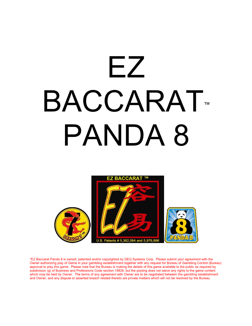 EZ Baccarat with Panda 8 Rules