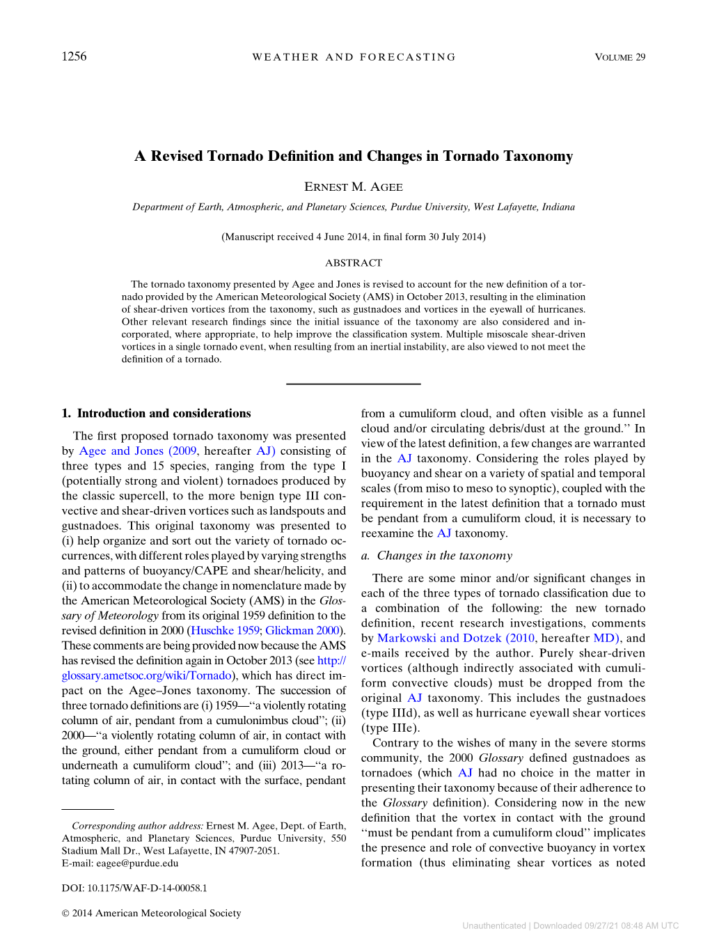 A Revised Tornado Definition and Changes in Tornado Taxonomy