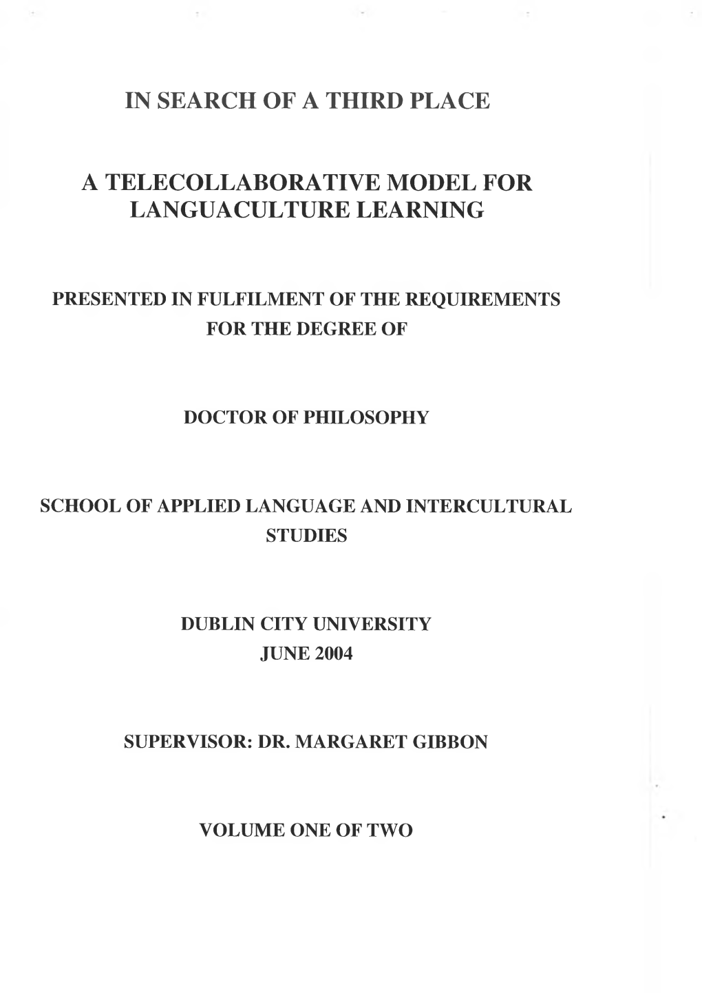 In Search of a Third Place a Telecollaborative Model