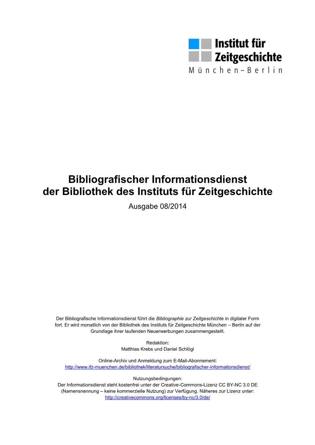 Bibliografischer Informationsdienst 08/2014
