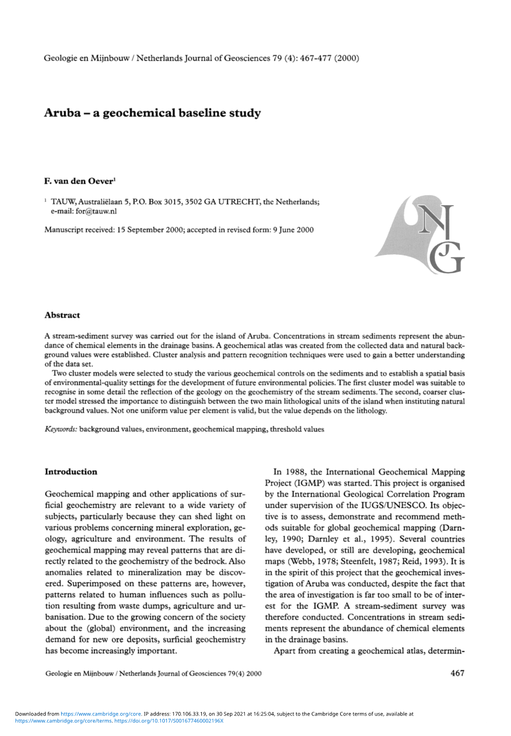 Aruba - a Geochemical Baseline Study