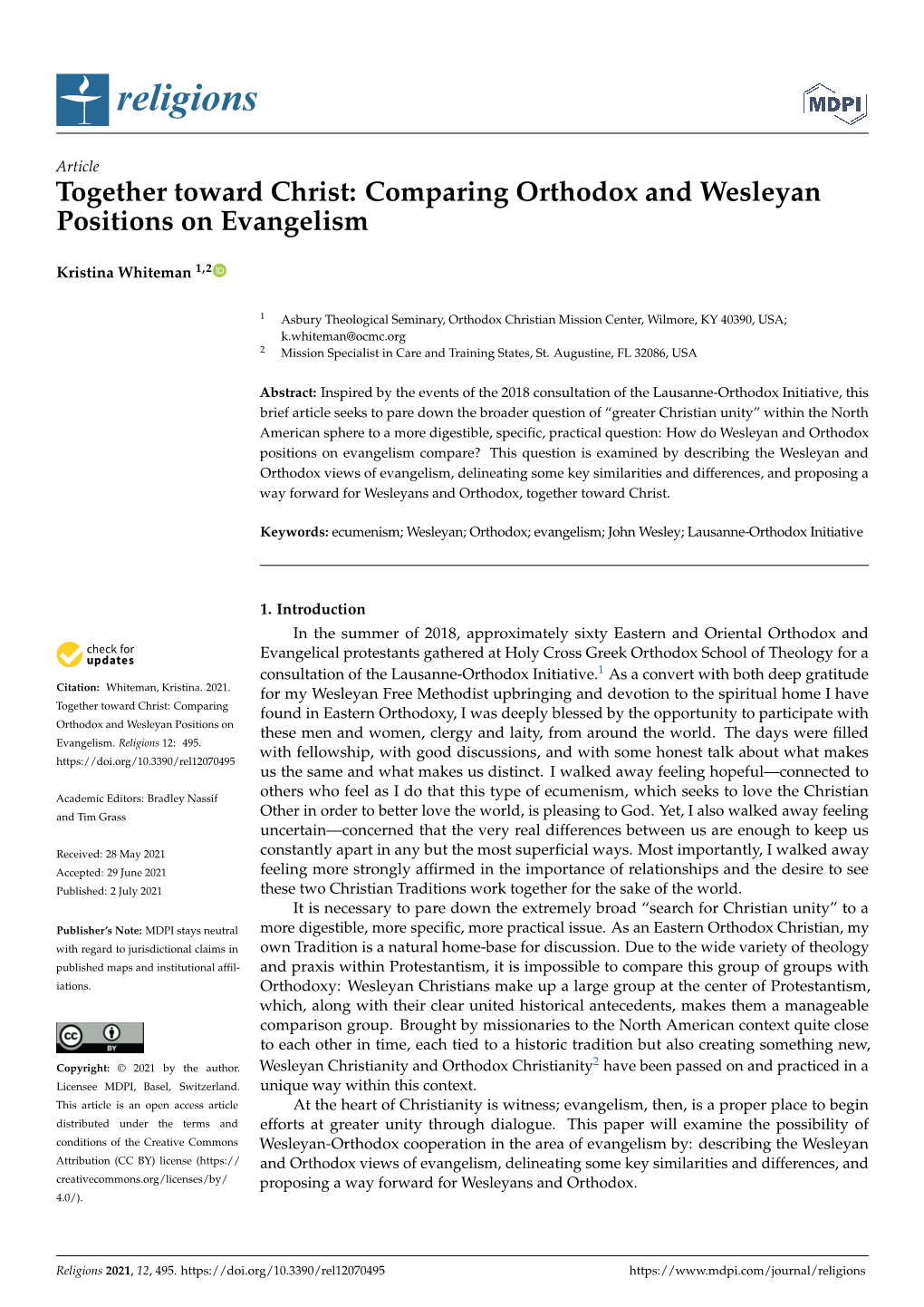 Comparing Orthodox and Wesleyan Positions on Evangelism