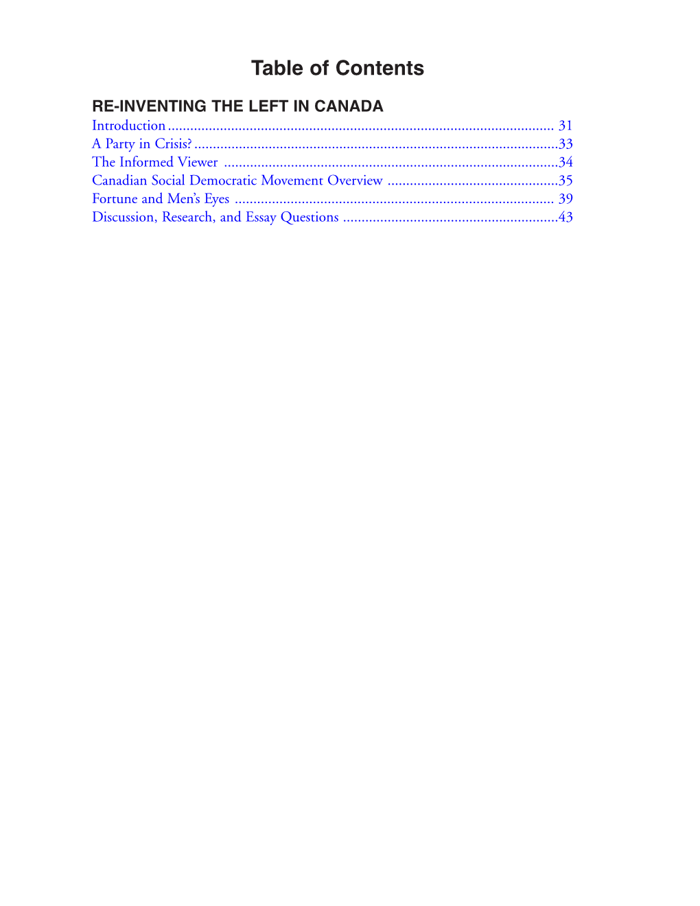 Table of Contents