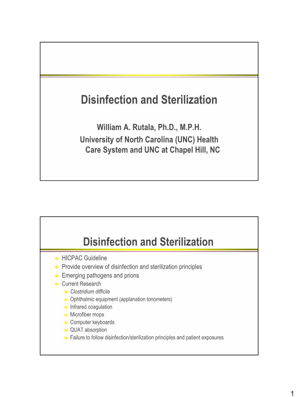 Disinfection and Sterilization