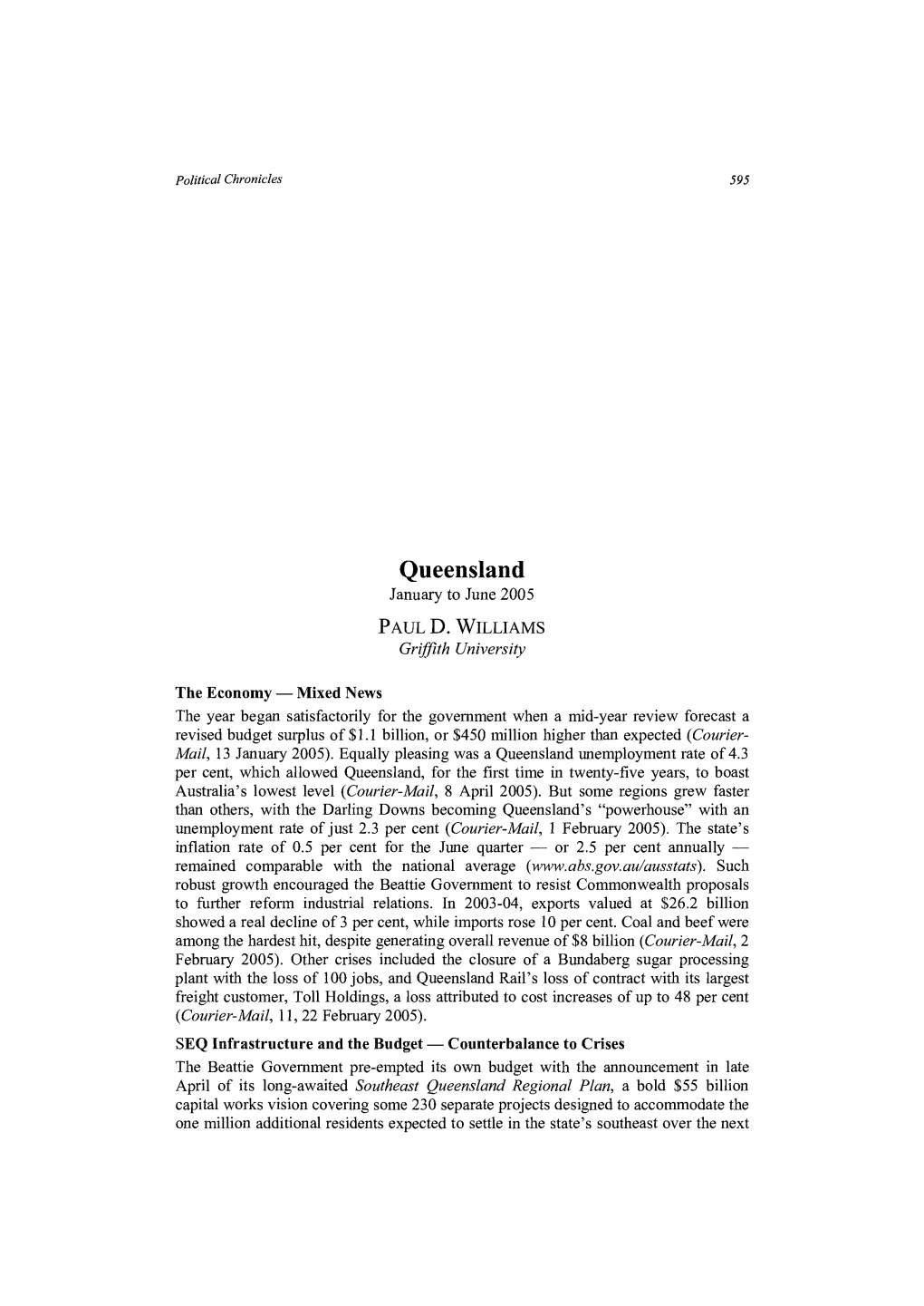 Queensland January to June 2005 PAUL D