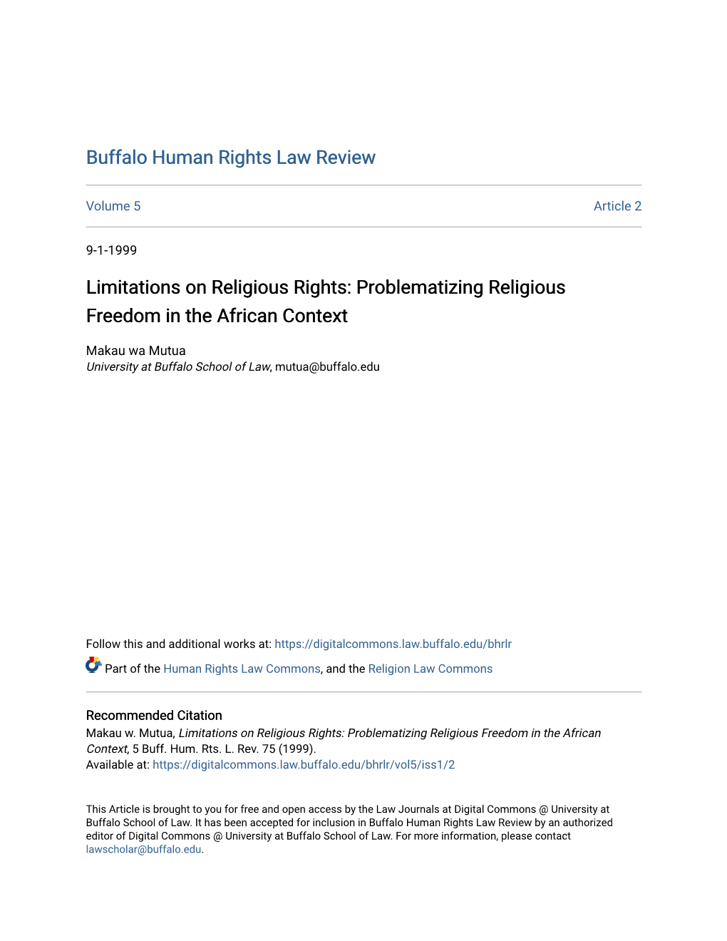 Problematizing Religious Freedom in the African Context