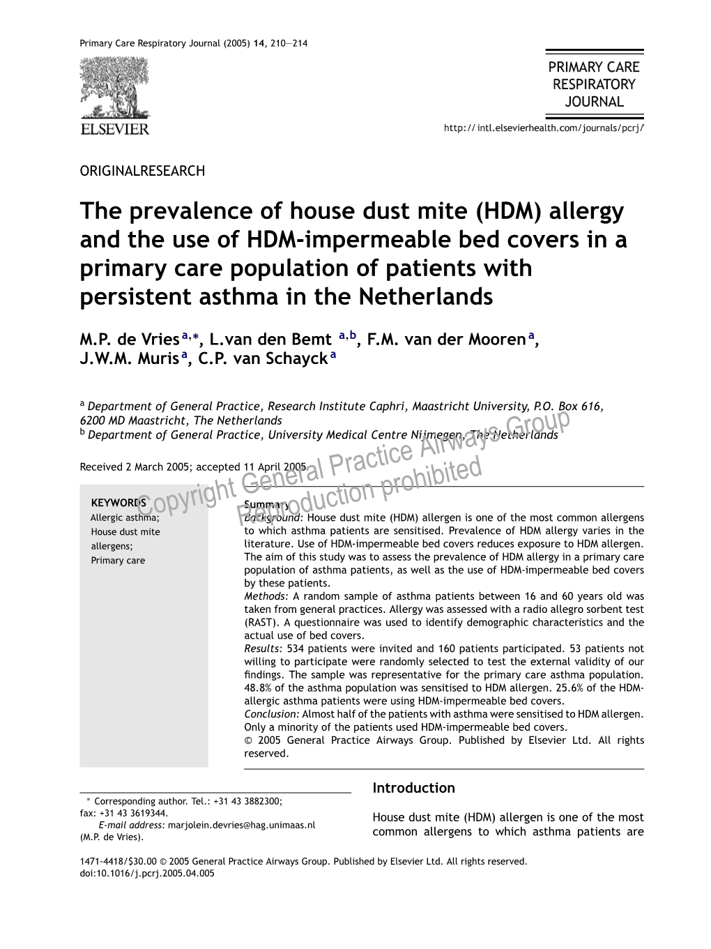 The Prevalence of House Dust Mite