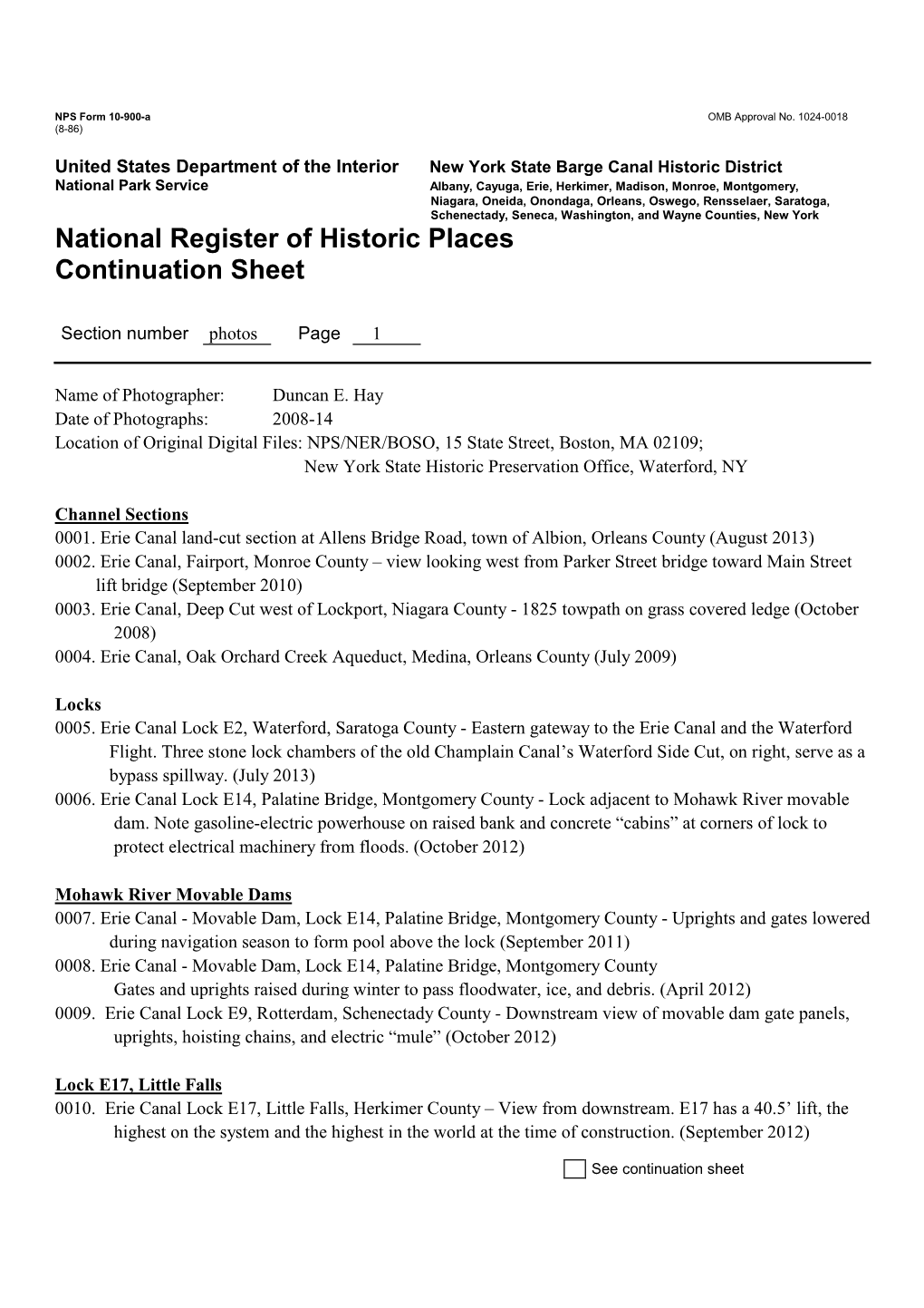 National Register of Historic Places Continuation Sheet