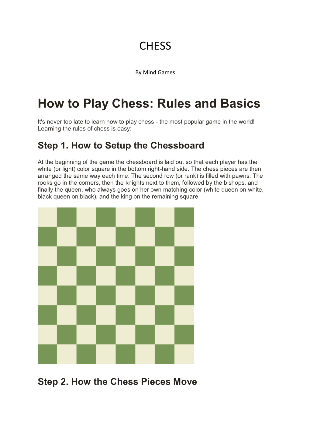 CHESS How to Play Chess: Rules and Basics