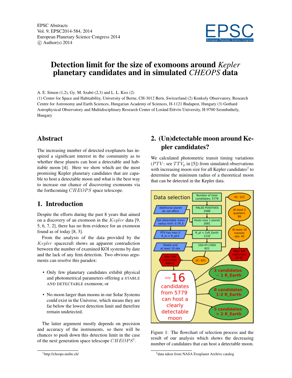 EPSC2014-584, 2014 European Planetary Science Congress 2014 Eeuropeapn Planetarsy Science Ccongress C Author(S) 2014