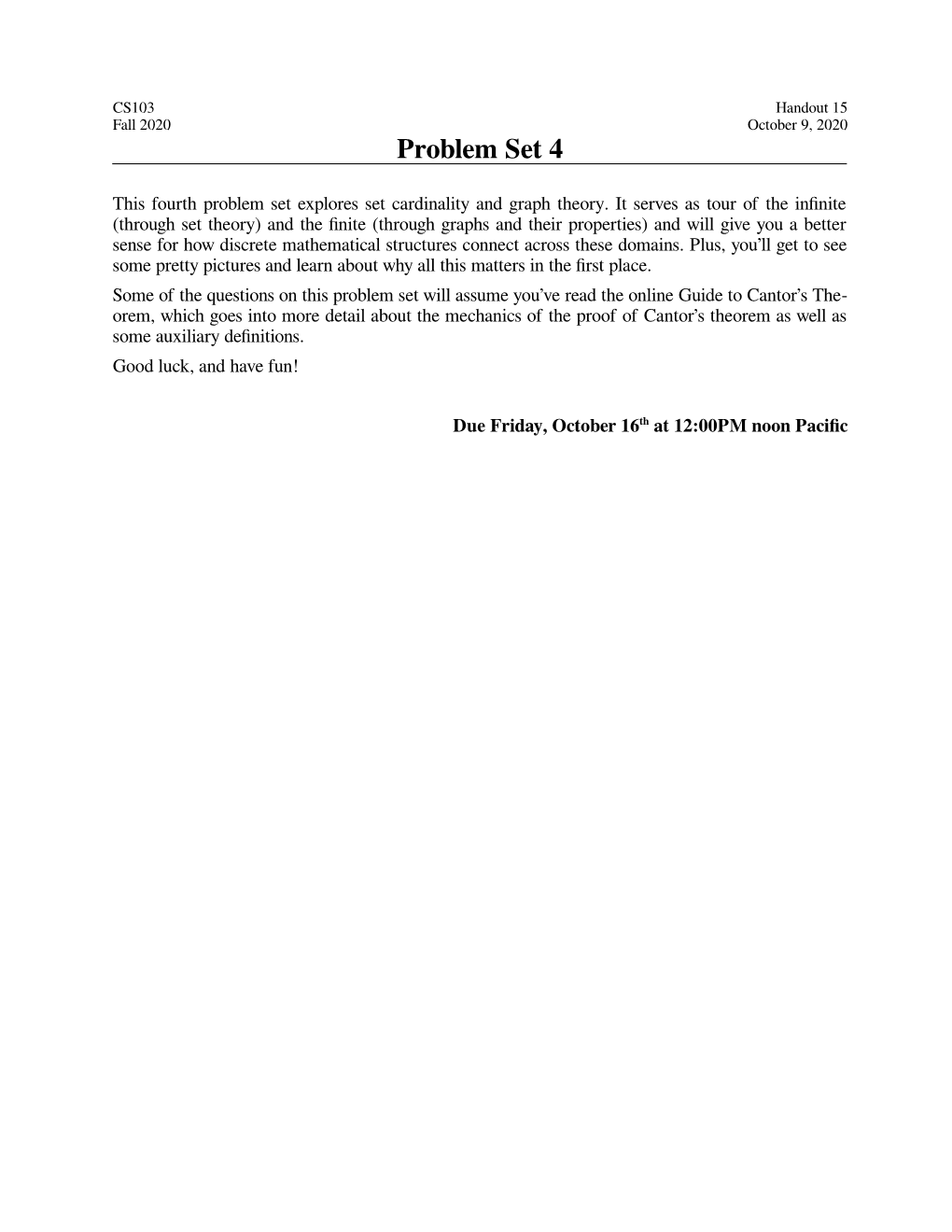 150 Problem Set 4.Pdf