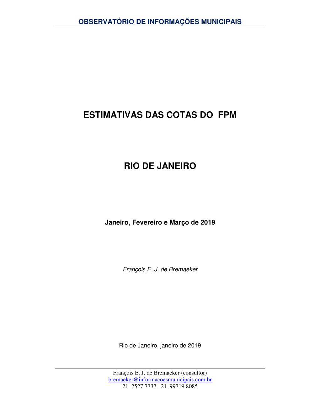Estimativas Das Cotas Do Fpm Rio De Janeiro