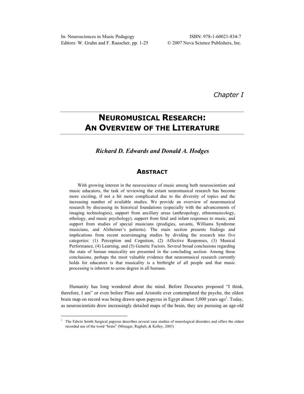 Neuromusical Research: an Overview of the Literature