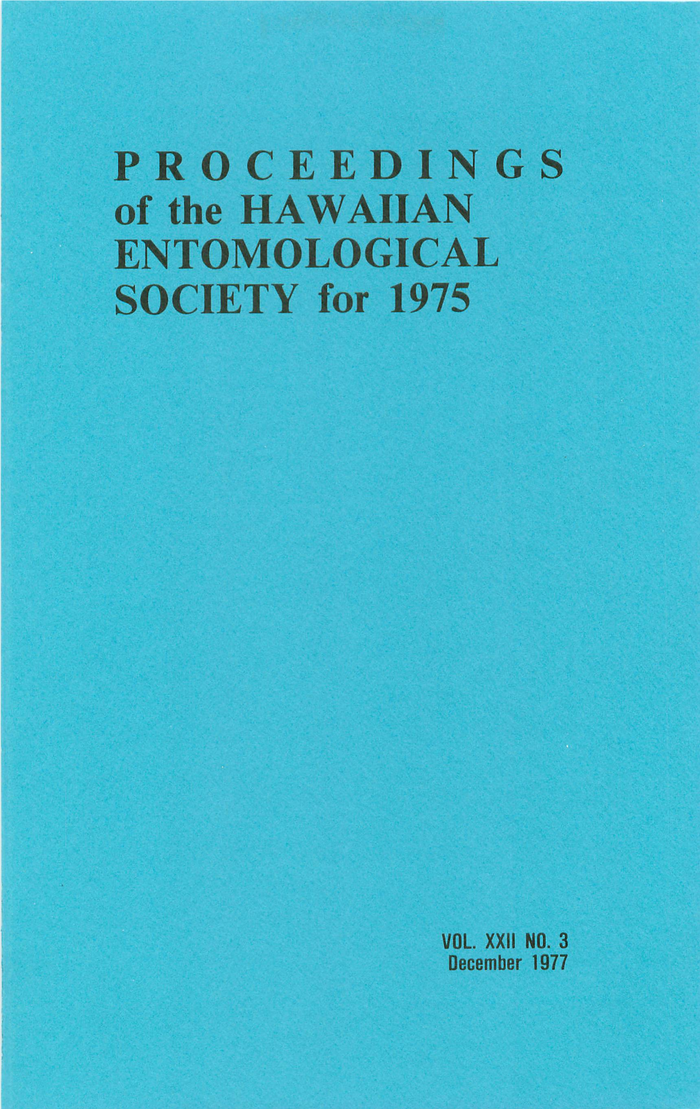 PROCEEDINGS of the HAWAIIAN SOCIETY for 1975