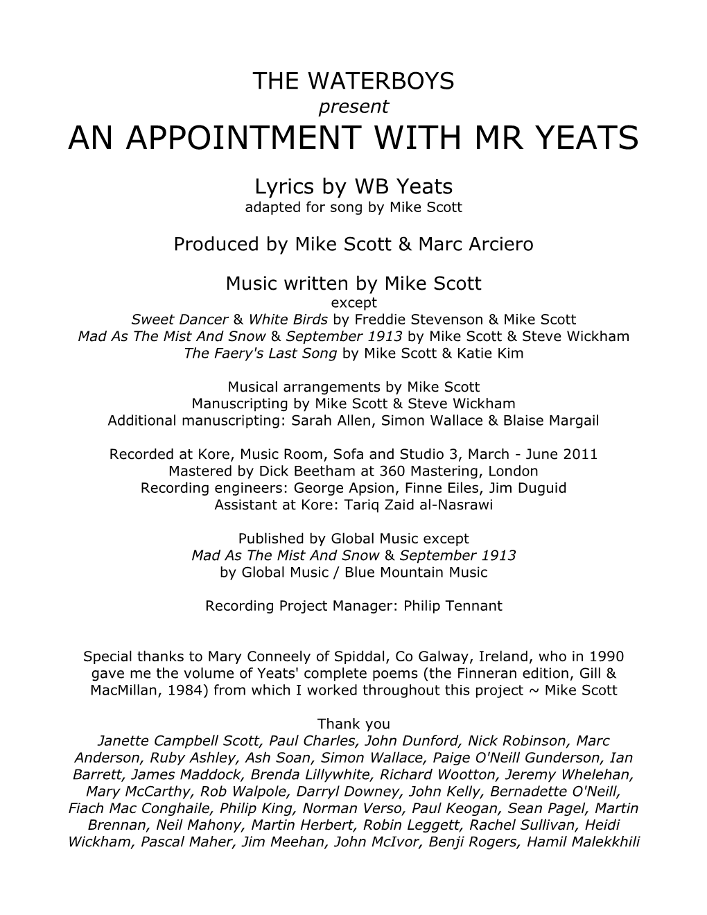 An Appointment with Mr Yeats