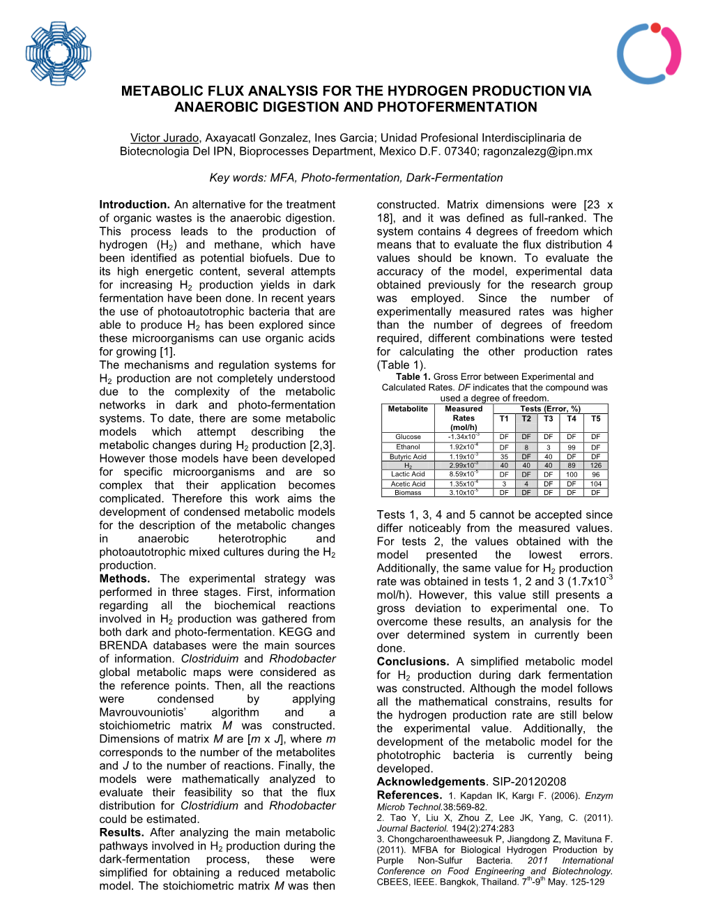 Metabolic Flux Analysis for the Hydrogen Production Via Anaerobic Digestion and Photofermentation