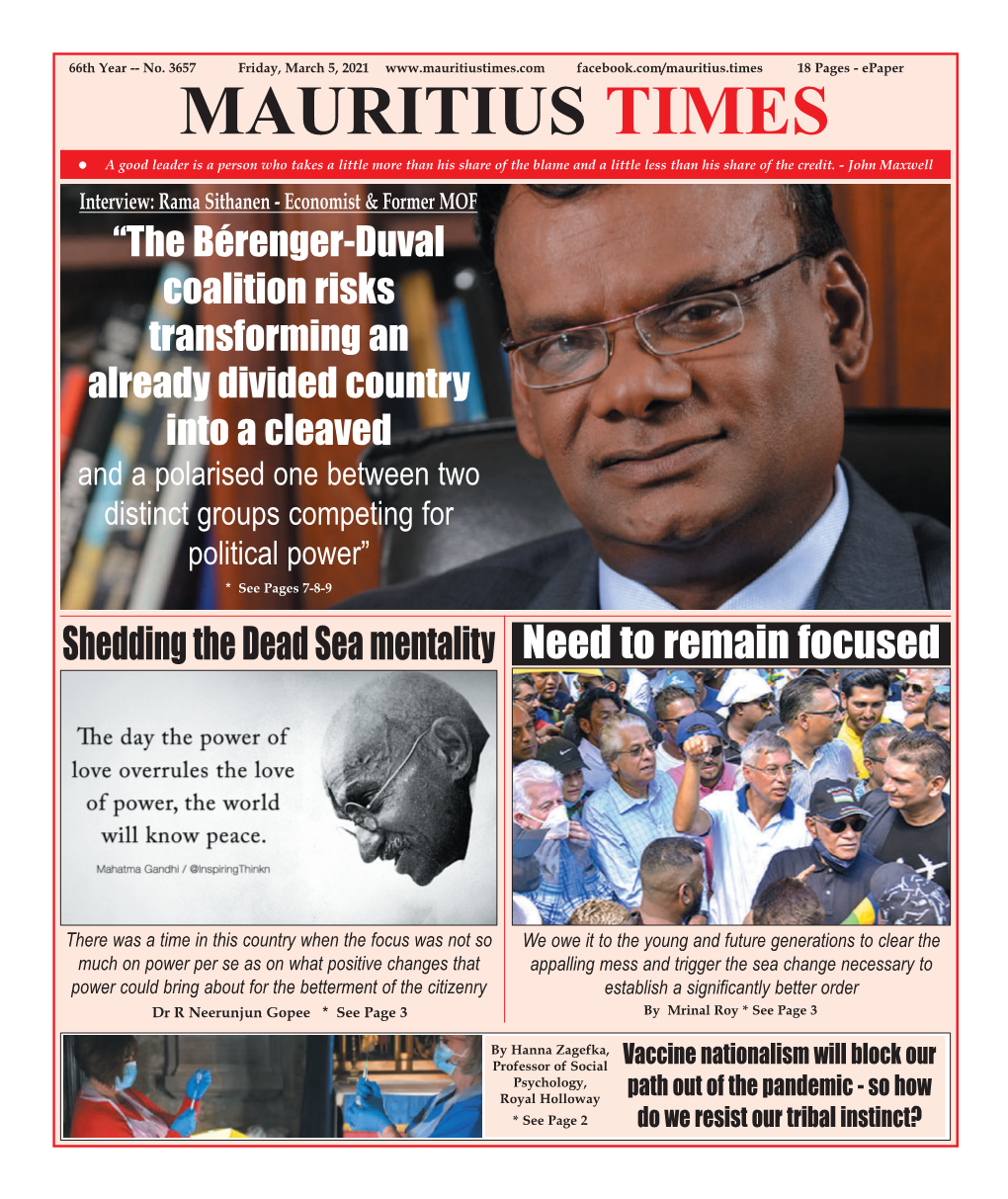 Mauritius Times Epaper 5 March 2021