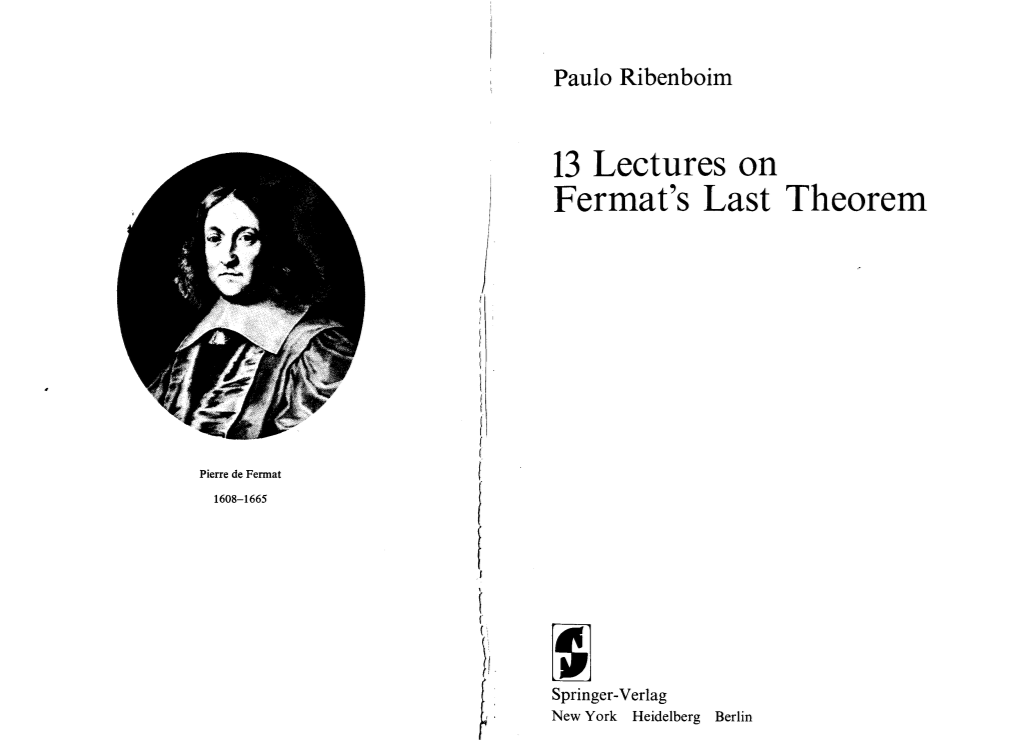 13 Lectures on Fermat's Last Theorem