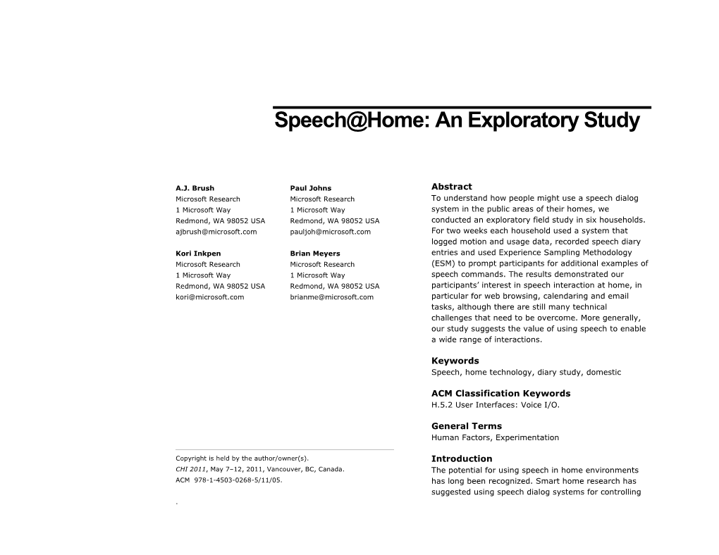 Speech@Home: an Exploratory Study