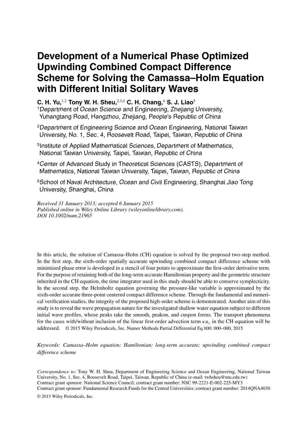 Development of a Numerical Phase Optimized Upwinding Combined Compact Difference Scheme for Solving the Camassa–Holm Equation with Different Initial Solitary Waves C
