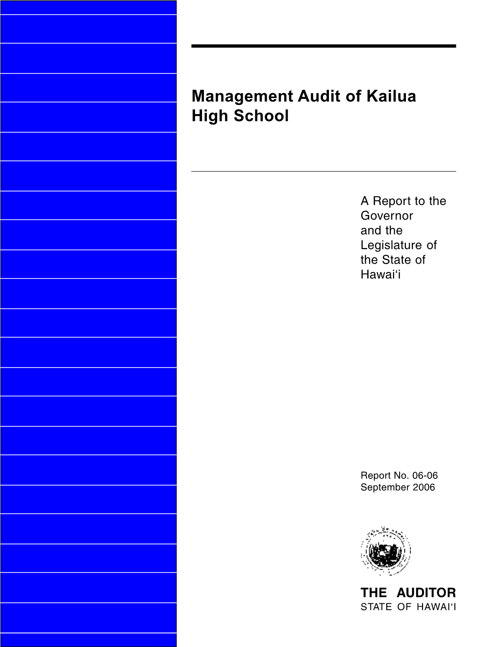 Management Audit of Kailua High School