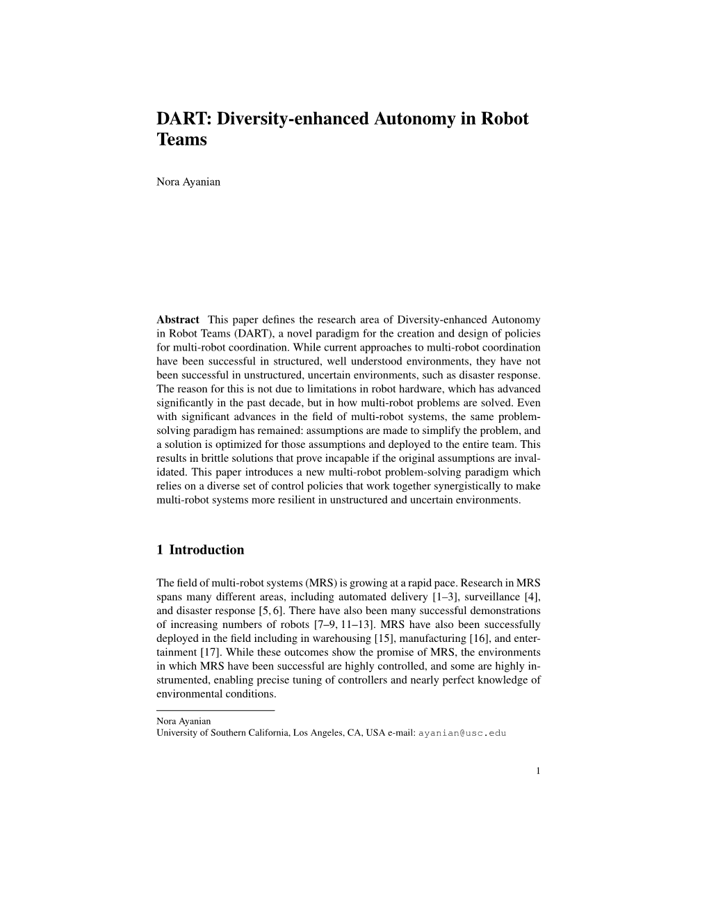 DART: Diversity-Enhanced Autonomy in Robot Teams