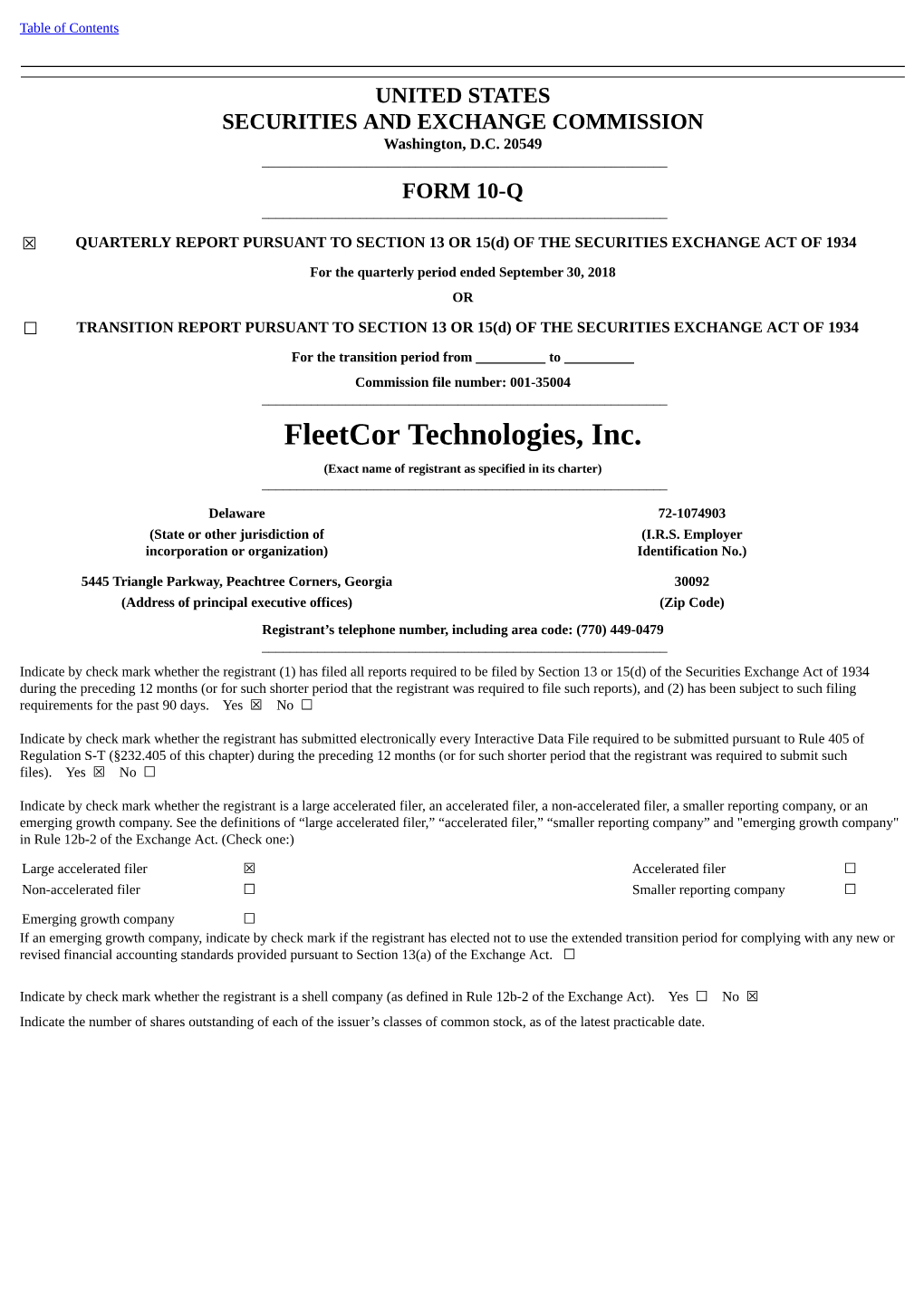 Fleetcor Technologies, Inc. (Exact Name of Registrant As Specified in Its Charter) ______