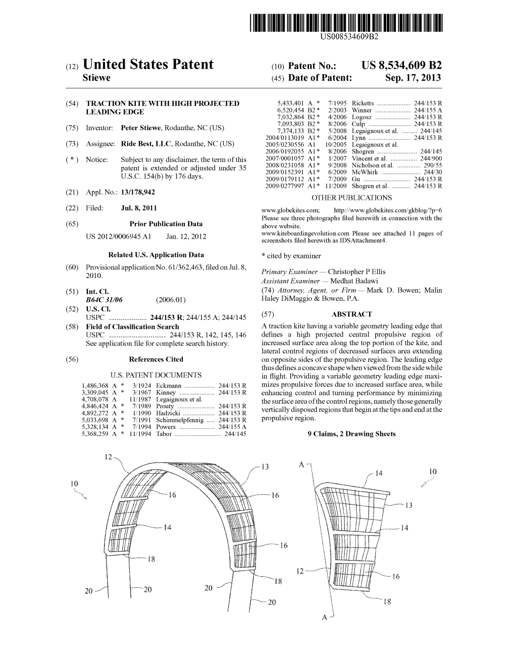 (12) United States Patent (10) Patent No.: US 8,534,609 B2 Stiewe (45) Date of Patent: Sep