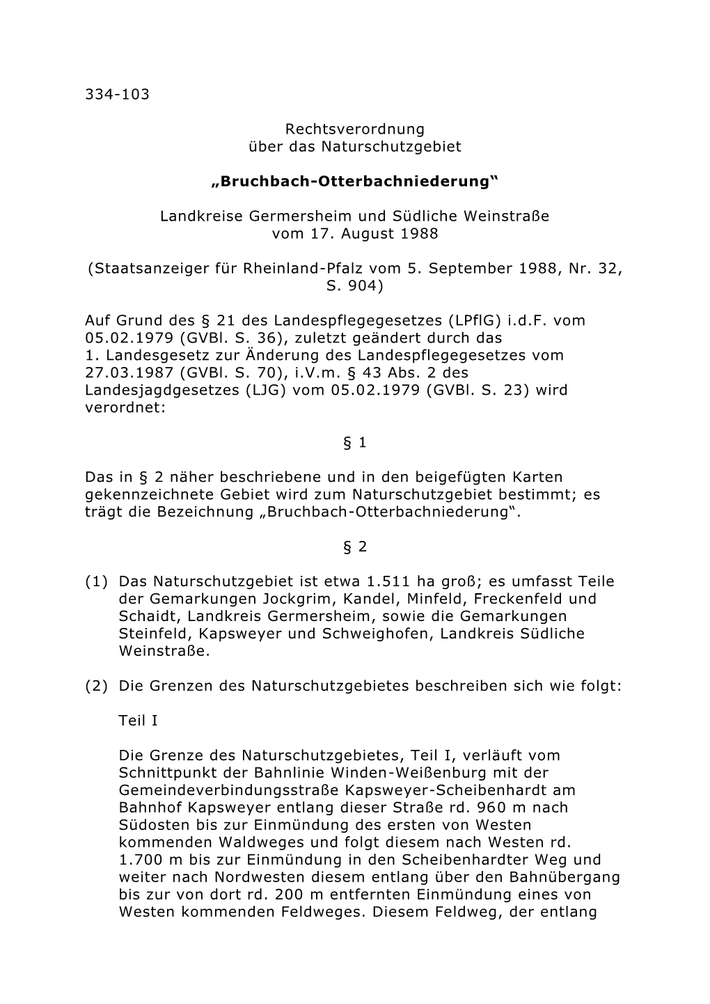 334-103 Rechtsverordnung Über Das Naturschutzgebiet „Bruchbach