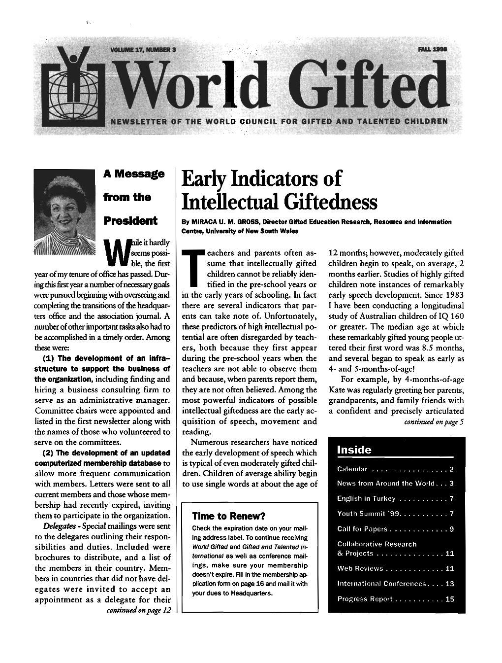 Early Indicators of Intellectual Giftedness