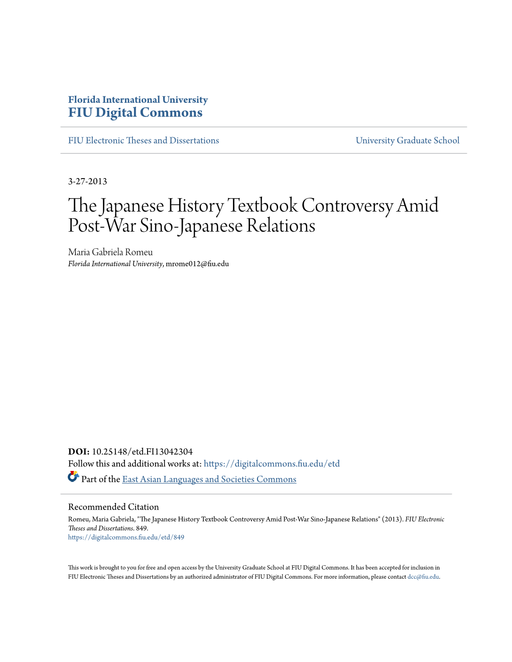 The Japanese History Textbook Controversy Amid Post-War Sino
