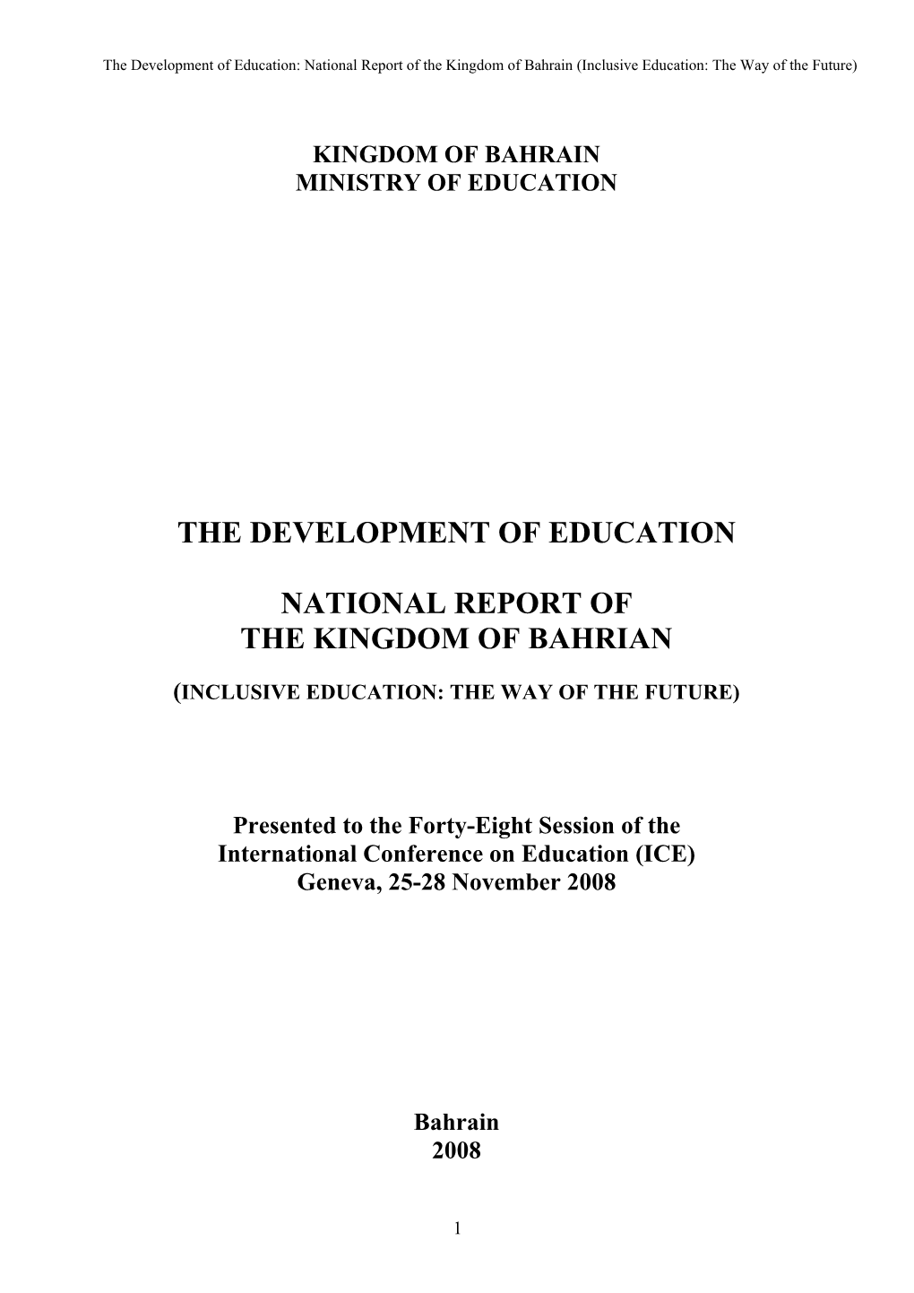 The Development of Education National Report