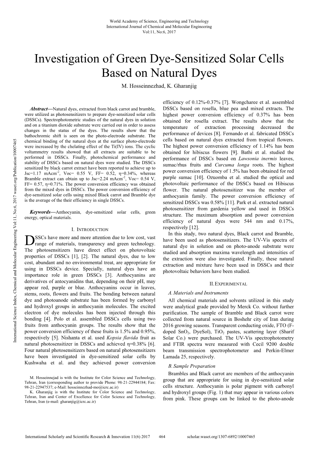 Investigation of Green Dye-Sensitized Solar Cells Based on Natural Dyes M